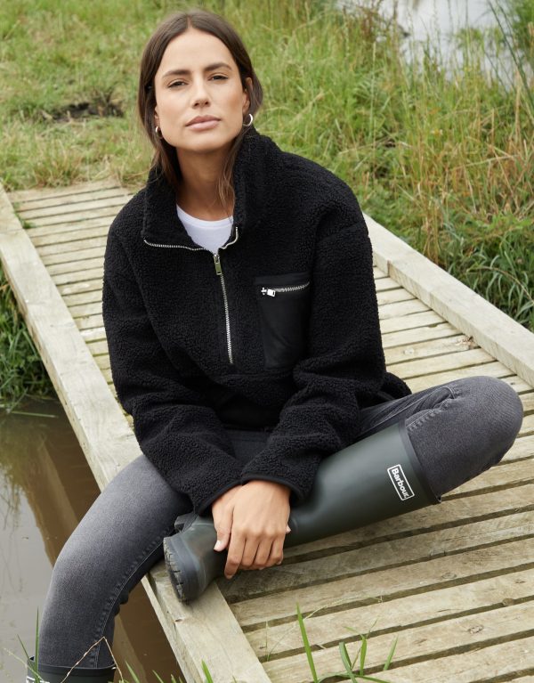 Women's Black Half Zip Borg Fleece - Image 5